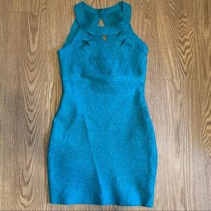 Forever 21 turquoise sparkly bodycon bandage dress